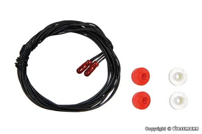 Viessmann - Spare bulb red T 1/2, Ø 1,8 mm, 16 V, 30 mA, 2 cables, 2 pieces 火车模型