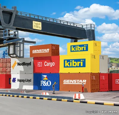 Kibri - N 20 ft high cube container, 6 pieces 火车模型