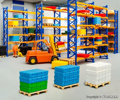 Kibri - H0 Deco set Pallet shelving system, 4 pieces 火车模型