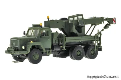 Viessmann - H0 MAGIRUS DEUTZ 3-axle recovery crane with rotating flashing lights, military, basic, 火车模型