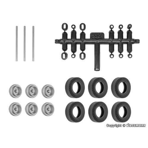Viessmann - H0 Retrofit set rubber wheels for kibri trailers and semitrailers, single tyre, Ø 10.4 mm 火车模型