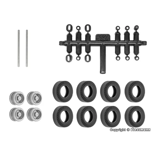 H0 Retrofit set rubber wheels for kibri trailers and semitrailers, twin tyre, Ø 10.4 mm