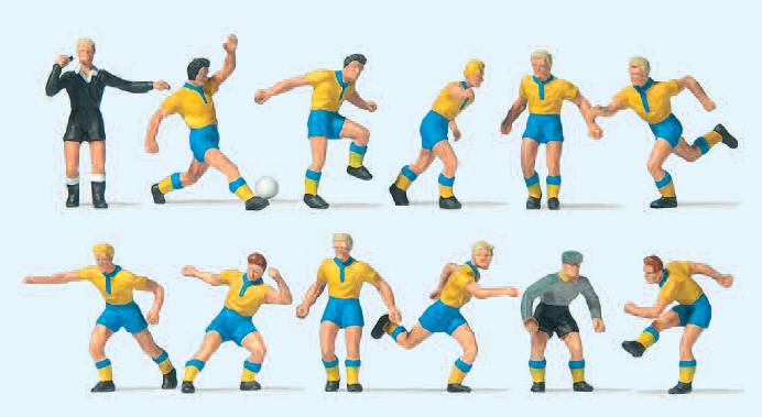 Fußballmannschaft. Gelbe Trikots, blaue Hose