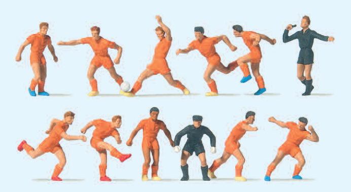 Fußballmannschaft. Orange Trikots und Hosen