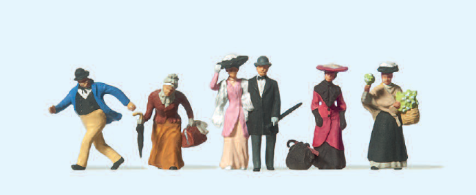 Reisende und Passanten. Um 1900