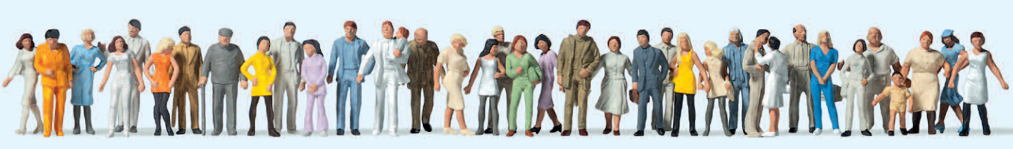 Stehende und gehende Passanten. 36 Figuren