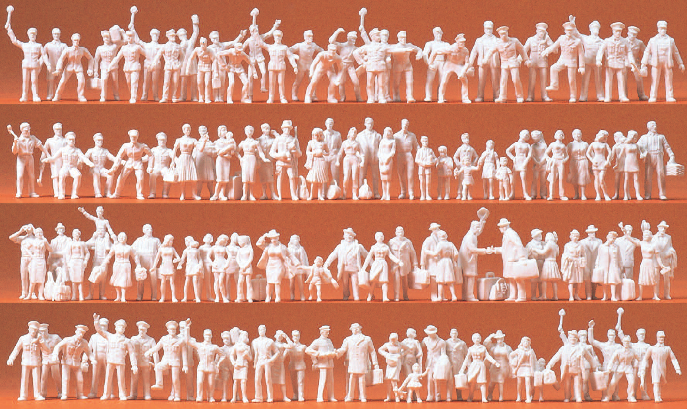 Verschiedene Berufe. 120 unbemalte Miniaturfiguren. Bausatz