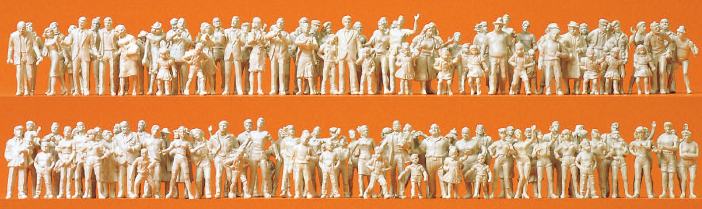 Passanten. Zuschauer. 130 unbemalte Miniaturfiguren. Bausatz