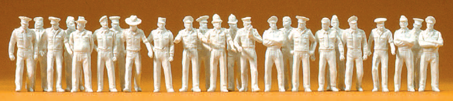 Uniformierte, sommerlich. 24 unbemalte Miniaturfiguren. Kombinationsbausatz