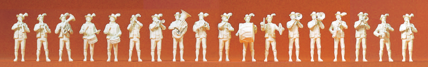 Bayerische Volksmusik. 18 unbemalte Miniaturfiguren. Bausatz