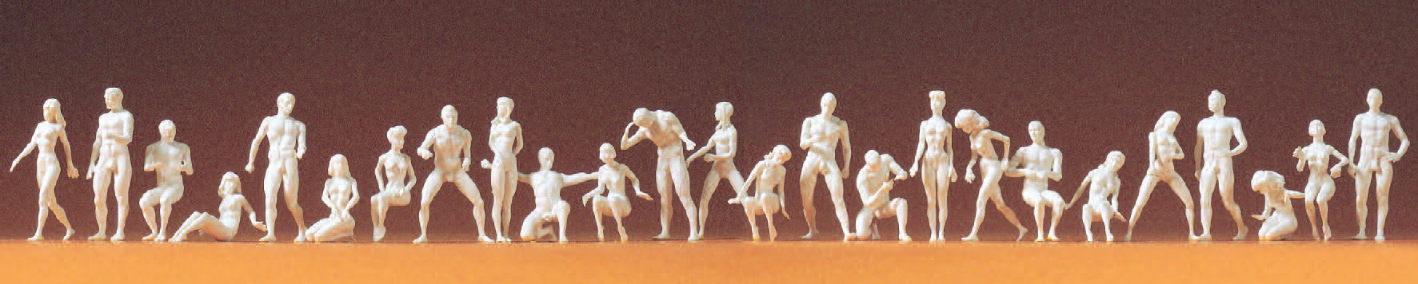 Modellfiguren "Adam" und "Eva". 26 unbemalte Modellfiguren. Kombinationsbausatz