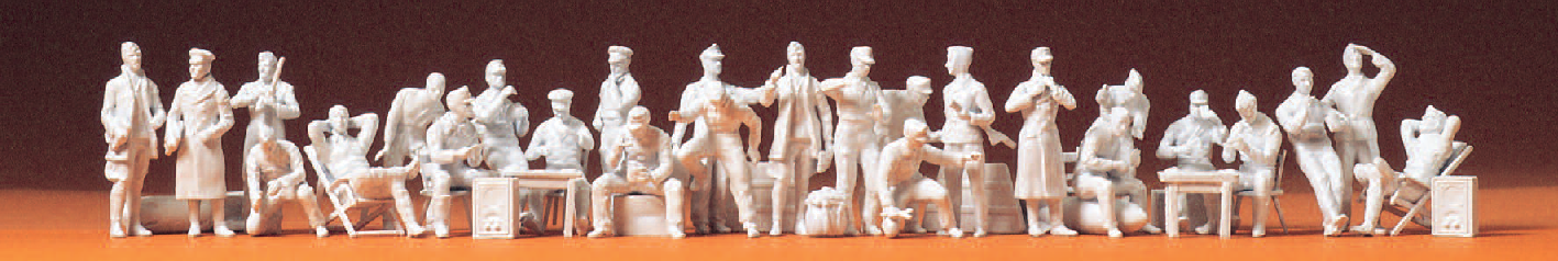 Piloten und Bodenpersonal. Luftwaffe. Deutsches Reich 1935-45. 26 unbemalte Miniaturfiguren. Mit Zubehör. Bausatz