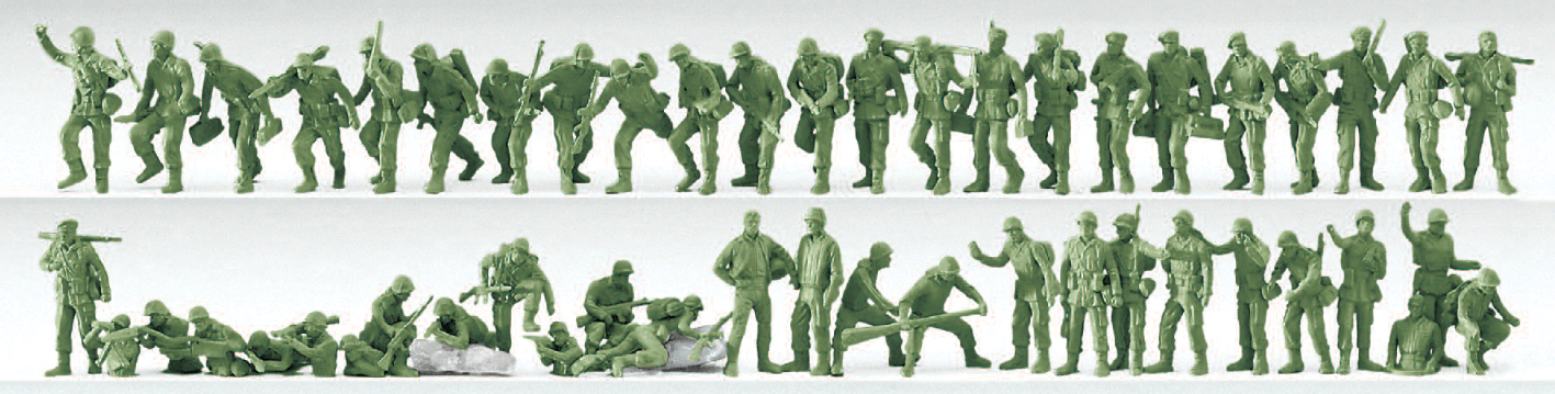 Bundeswehr. Bundesrepublik Deutschland. Jäger, Panzergrenadiere, Pioniere und Feldjäger. 50 unbemalte Miniaturfiguren. Bausatz