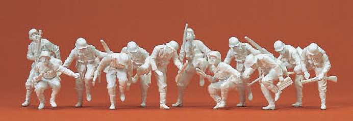 Absitzende Panzergrenadiere. Deutsches Reich 1939-45. Passend u.a. zu SdKfz 251. 12 unbemalte Miniaturfiguren. Bausatz