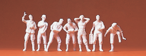 Kanoniere zu 10,5 cm leFH 18. Deutsches Reich 1939-45. 7 unbemalte Miniaturfiguren. Bausatz