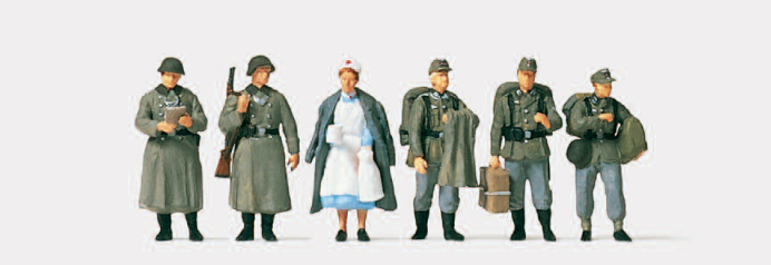 Heimaturlaub. Deutsches Reich 1939-45. 6 unbemalte Miniaturfiguren. Bausatz
