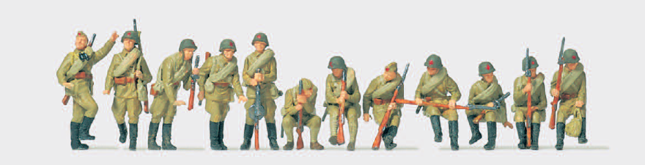 Infanteristen aufgesessen. UdSSR 1942. 12 unbemalte Miniaturfiguren. Bausatz