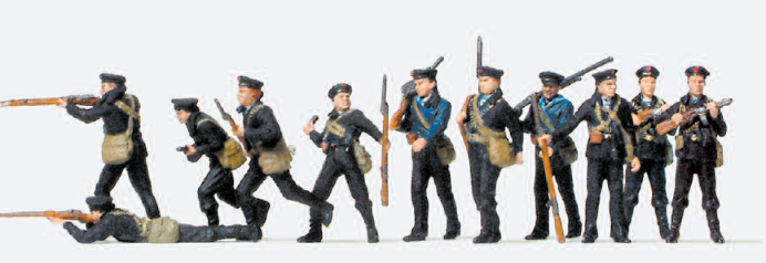 Russische Marineinfanterie. UdSSR 1941-43. 11 unbemalte Miniaturfiguren. Bausatz