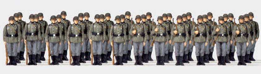 Infanterie angetreten. Deutsches Reich 1939-45. 36 unbemalte Miniaturfiguren. Bausatz