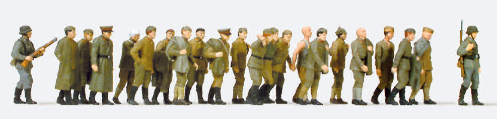 Russische Kriegsgefangene. 22 unbemalte Miniaturfiguren. Bausatz