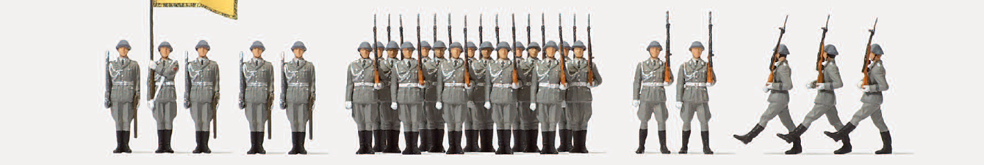 Wachaufzug der NVA. Deutsche Demokratische Republik. 25 unbemalte Miniaturfiguren. Bausatz