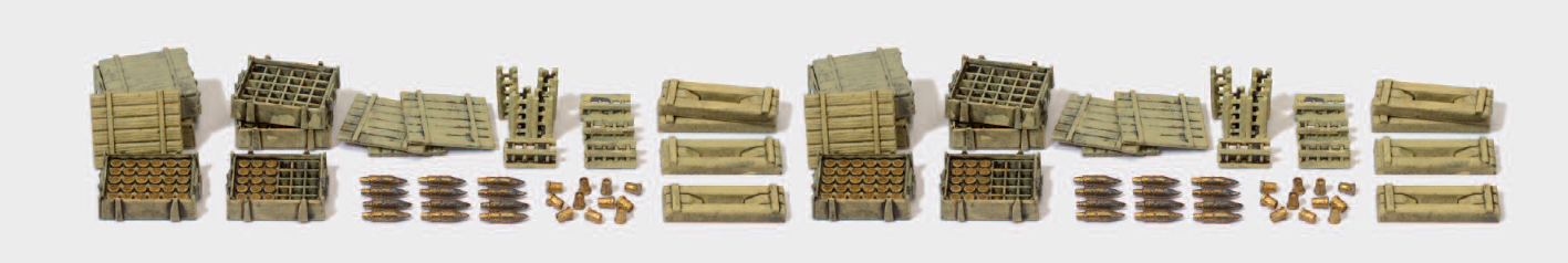 Munition und Munitionskisten zur leichten Feldhaubitze 10,5 cm leFH 18. Deutsches Reich 1939-45. Bausatz