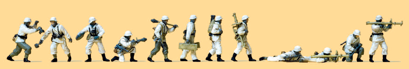 Panzerabwehr. Winteruniform. Deutsches Reich 1943-45. 12 unbemalte Miniaturfiguren. Bausatz
