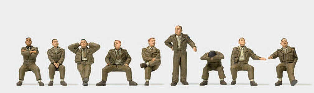 Soldaten in Ausgehuniform. US Army. Ab 1942. 9 unbemalte Miniaturfiguren. Bausatz