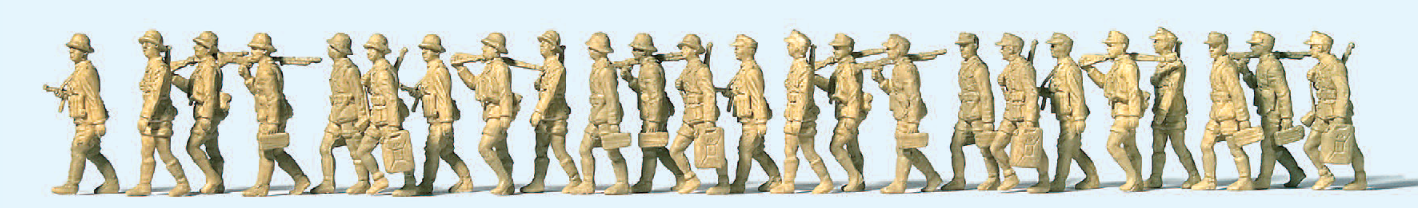 Deutsches Afrika Korps im Marsch. Deutsches Reich 1941-43. 24 unbemalte Miniaturfiguren. Bausatz
