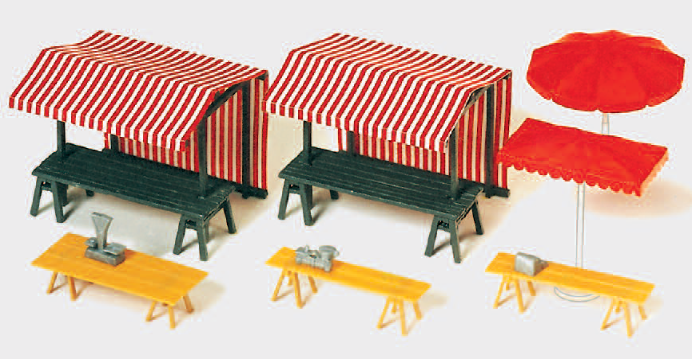 Marktstände, Marktschirme. Bausatz