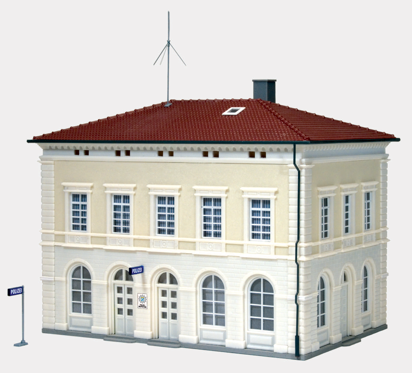 Polizeiinspektion. Polizeibeamte. Zubehör. Bausatz