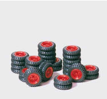 Räder-Set "Zirkus Krone", rot. 16 Räder. Bausatz