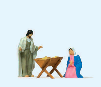 Maria und Josef mit Krippe