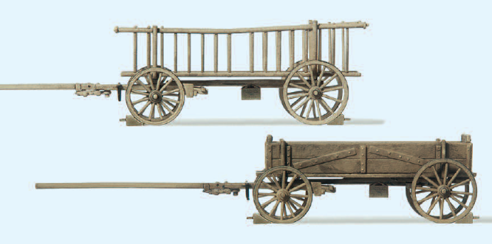 Abgestellter Leiter- und Kastenwagen. Fertigmodell