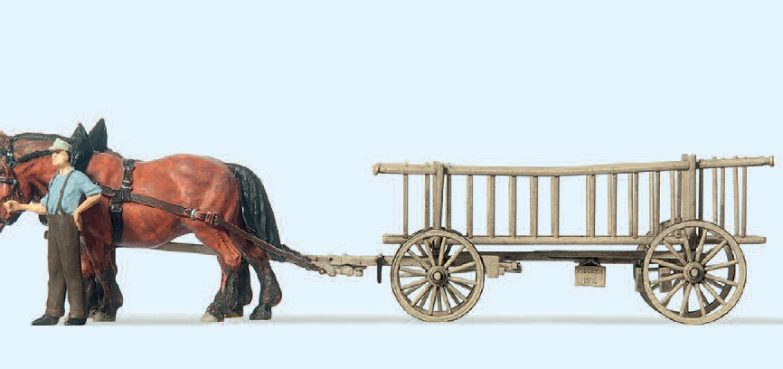 Leiterwagen. Bauer, 2 Pferde. Fertigmodell