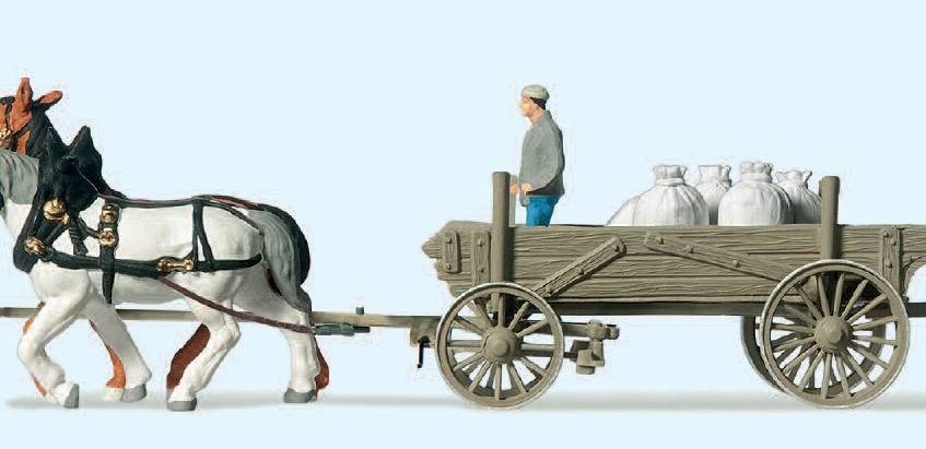 Bauernwagen mit Mehlsäcken. Fertigmodell