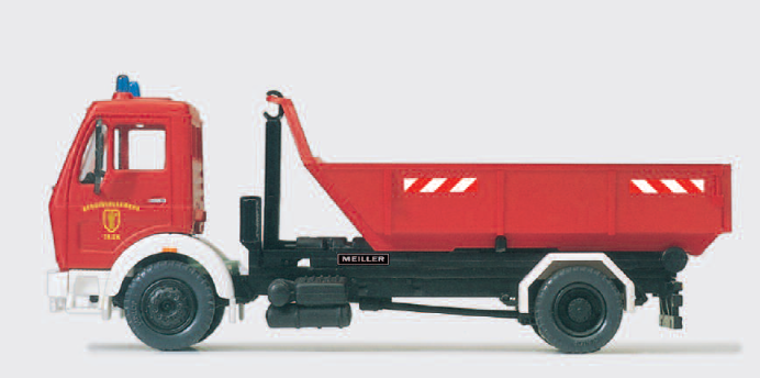 Wechselladerfahrzeug WLF. Feuerwehr. Mercedes-Benz 1622/45. Abrollkipper MEILLER. 1 Container. Bausatz