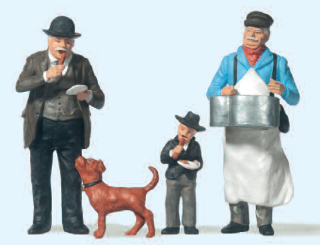Wurstverkäufer mit Kunden
