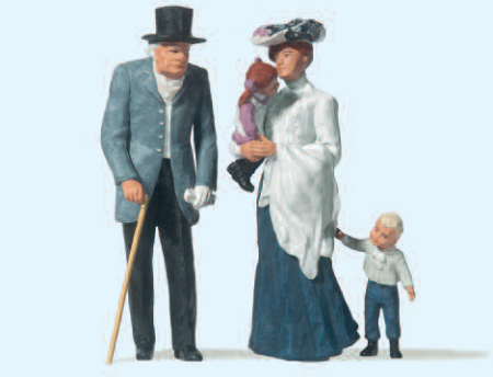 Alter Herr, Dame mit Kindern