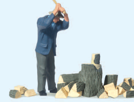 Bauer, Holz hackend