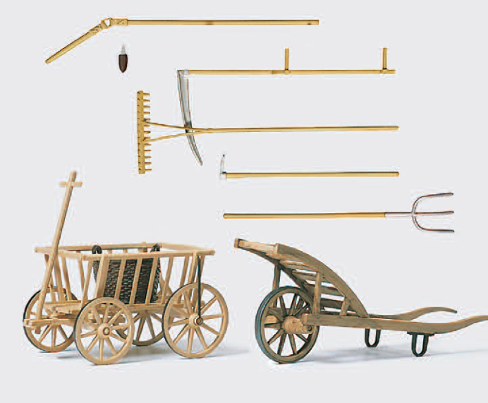 Handwagen, Schubkarre, Werkzeuge. Bausatz