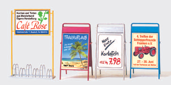Fahrradständer, Werbetafeln. Bausatz