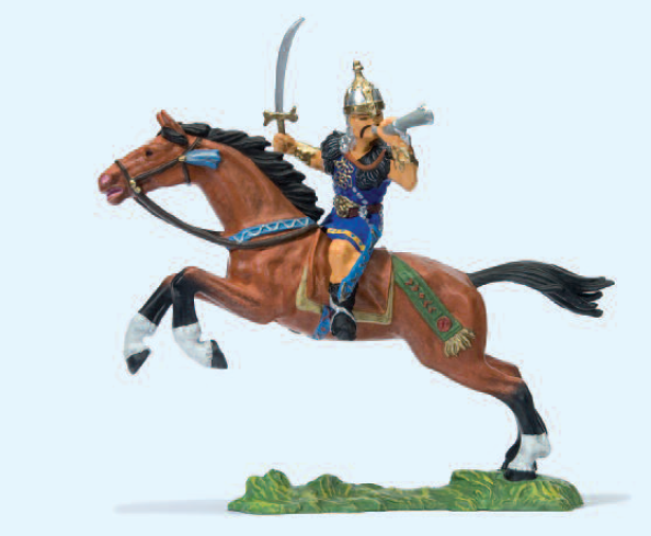 Hunne zu Pferd. Schwert und Horn