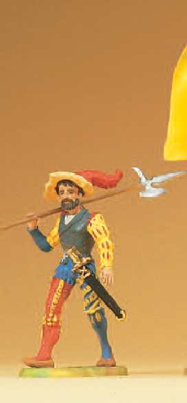 Landsknecht im Marsch, mit Hellebarde