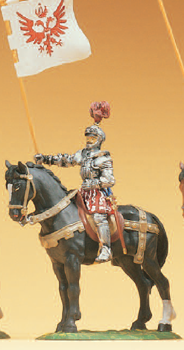 Herold zu Pferd, mit Banner