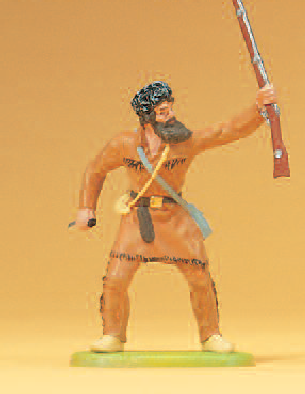 Trapper stehend, mit Gewehr