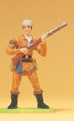 Trapper stehend, mit Gewehr