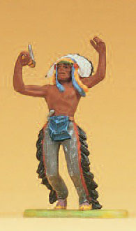 Indianer rückwärtsfallend, mit Tomahawk