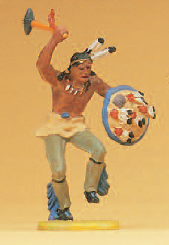 Indianer tanzend, mit Steinbeil