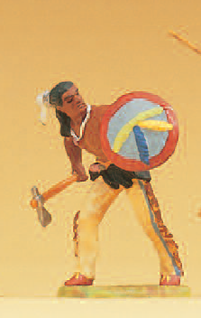 Indianer gehend, mit Tomahawk